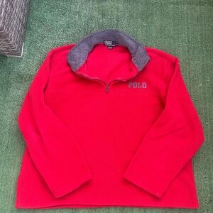 Polo by Ralph Lauren Red and Gray Fleece Pullover